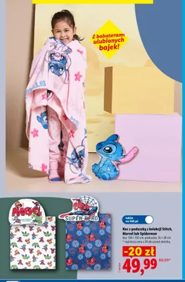 Koc z poduszką z kolekcji Stitch promocja w Lidl