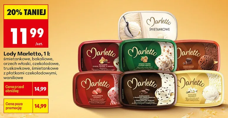 Lody truskawkowe Marletto promocja w Biedronka