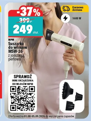 Suszarka do włosów MPM MSW-26 z jonizacją promocja w Biedronka Home
