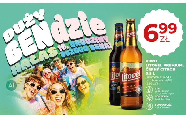 Piwo Litovel Černý Citron promocja w Duży Ben