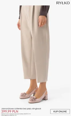 Czółenka damskie Ryłko jasnoróżowe bez pięty slingback promocja w Ryłko