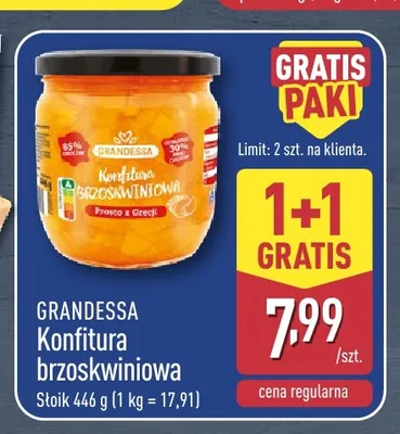 Konfitura brzoskwiniowa Grandessa promocja w Aldi