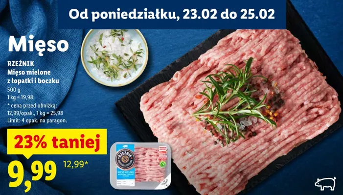 Mięso mielone z łopatki i boczku promocja w Lidl