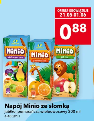Napój Minio ze słomką wieloowocowy promocja w LEWIATAN