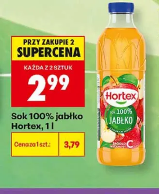 Sok 100% jabłko Hortex promocja w Biedronka