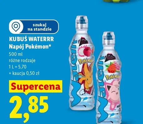 Napój Kubuś Waterrr Pokémon malinowy promocja w Lidl