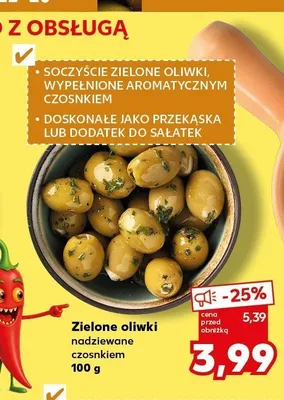 Zielone oliwki nadziewane czosnkiem promocja w Kaufland
