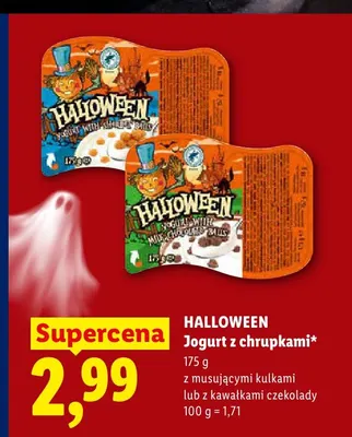 Jogurt z chrupkami z kawałkami czekolady Halloween promocja w Lidl