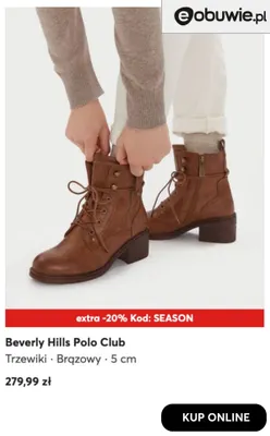 Trzewiki brązowy 5 cm Beverly Hills Polo Club promocja w eobuwie.pl