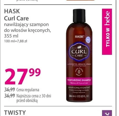 Szampon do włosów kręconych HASK Curl Care nawilżający promocja w Hebe