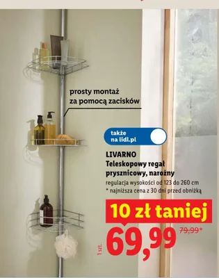 Teleskopowy regał prysznicowy narożny LIVARNO promocja w Lidl