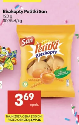 Biszkopty Petitki San promocja w Delikatesy Centrum