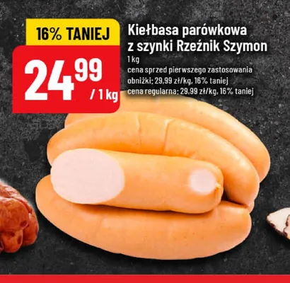 Kiełbasa parówkowa z szynki Rzeźnik Szymon promocja w POLOmarket