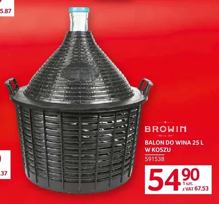 Balon do wina 25 l w koszu Browin promocja w Selgros