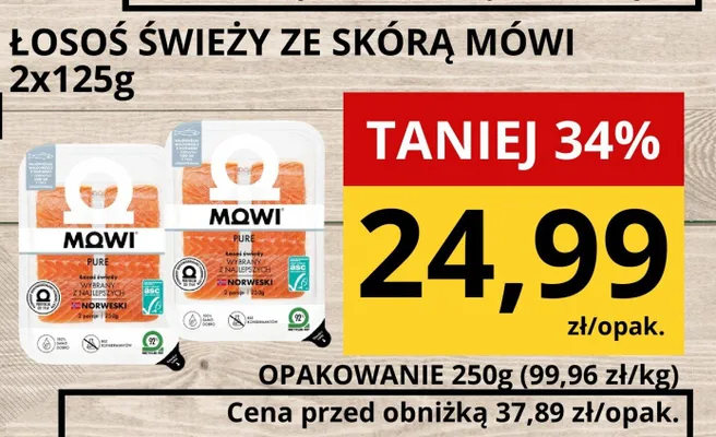 Łosoś świeży ze skórą Möwi promocja w Supeco