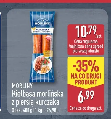 Kiełbasa morlińska z piersią kurczaka Morliny promocja w Aldi