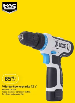 Wiertarkowkrętarka akumulatorowa Mac Allister promocja w Castorama