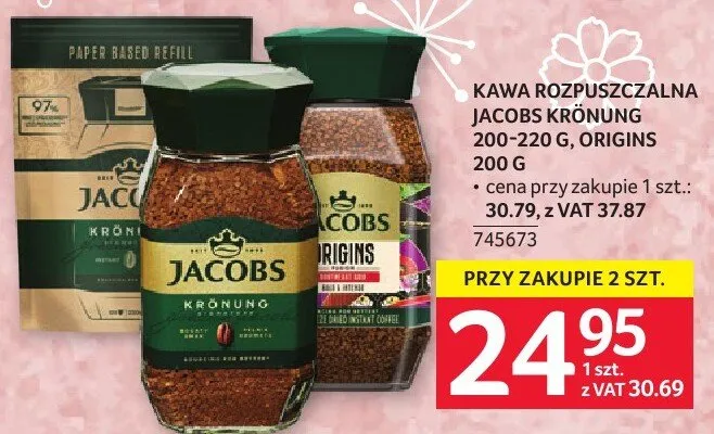 Kawa rozpuszczalna JACOBS KRÖNUNG 200-220 G, GOLD 200 G promocja w Selgros