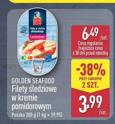 Filety śledziowe w kremie pomidorowym Golden Seafood promocja w Aldi