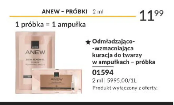 Odmładzająco-wzmacniająca kuracja do twarzy w ampułkach Anew próbka promocja w AVON