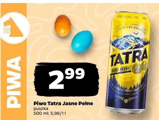 Piwo Tatra Jasne Pełne puszka promocja w Netto