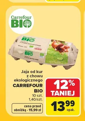 Jaja od kur z chowu ekologicznego Carrefour Bio promocja w Carrefour