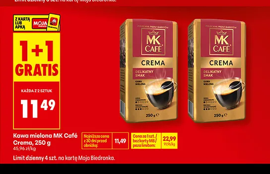 Kawa mielona MK Café Crema promocja w Biedronka