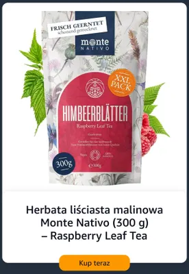 Herbata liściasta malinowa Monte Nativo - Raspberry Leaf Tea promocja w Amazon