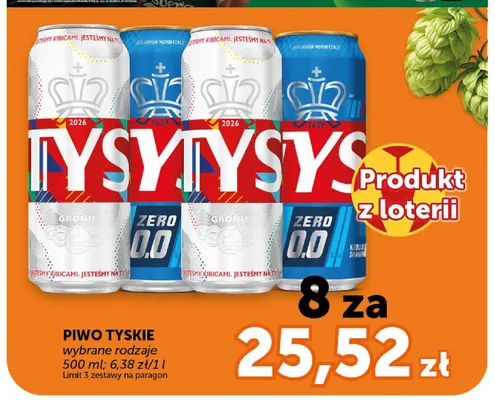 Piwo bezalkoholowe Tyskie Zero 0,0% 8-pak 500 ml promocja w Euro Sklep
