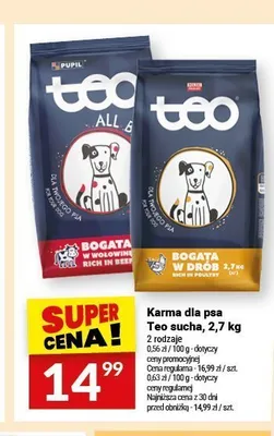 Karma dla psa Teo sucha w wołowinie promocja w Twój Market