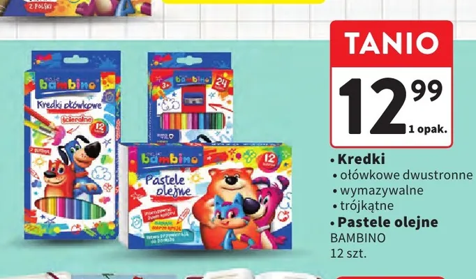 Pastele olejne Bambino 12 szt. promocja w Intermarche