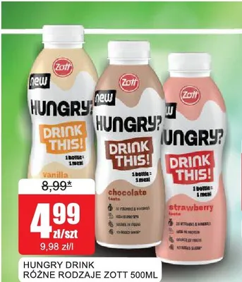 Napój mleczny Hungry Drink truskawkowy Zott promocja w Bingo