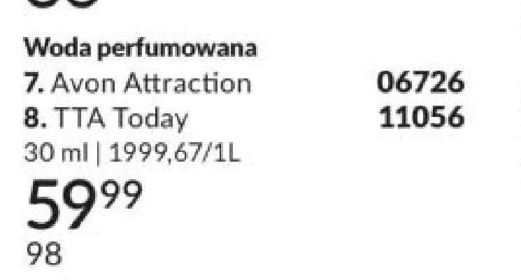 Woda perfumowana TTA Today promocja w AVON