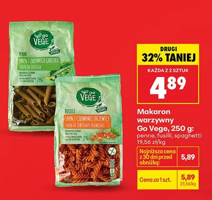 Makaron warzywny penne, fusilli, spaghetti promocja w Biedronka