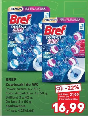 Zawieszki do WC Bref Color AutoActive 3x50g promocja w Kaufland
