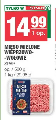 Mięso mielone wieprzowo-wołowe Spar promocja w SPAR
