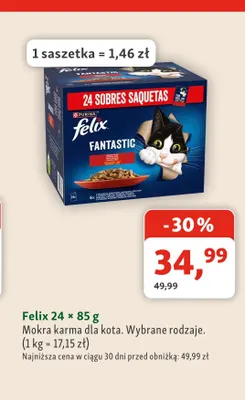 Mokra karma dla kota Felix 24-pak 85 g promocja w MAXI ZOO