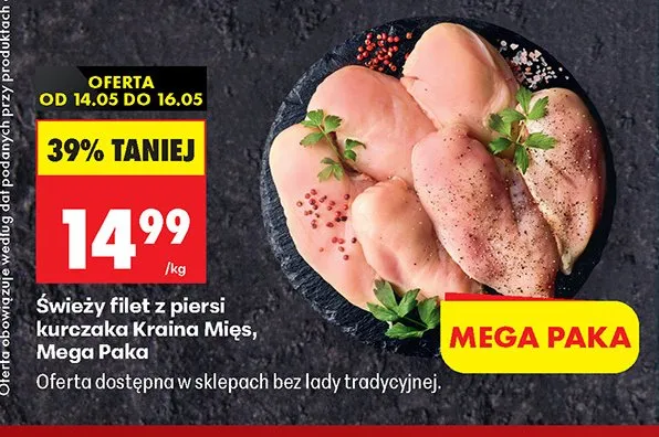 Świeży filet z piersi kurczaka Kraina Mięs Mega Paka promocja w Biedronka