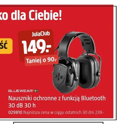 Nauszniki ochronne z funkcją Bluetooth Bluewear 30dB 30h promocja w Jula