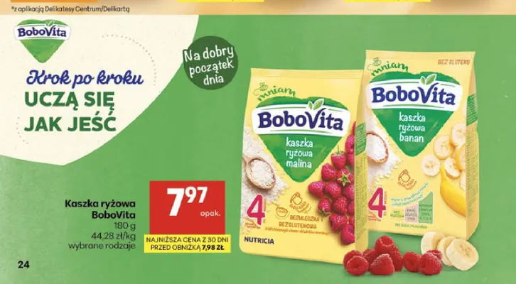 Kaszka ryżowa malina BoboVita promocja w Delikatesy Centrum