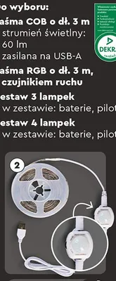 Oświetlenie taśma RGB o dł. 3 m z czujnikiem ruchu Lethe promocja w Biedronka