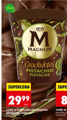 Lody w kubeczku pistacjowe Crackables promocja w Biedronka