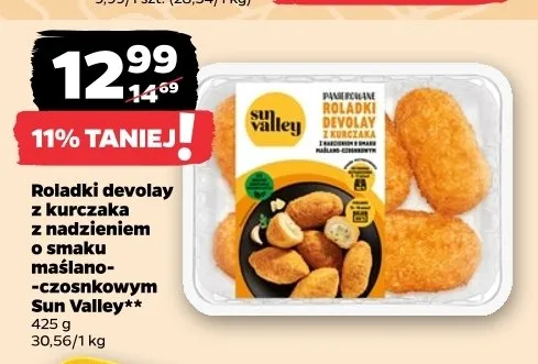 Roladki devolay z kurczaka z nadzieniem o smaku maślano-czosnkowym Sun Valley promocja w Netto