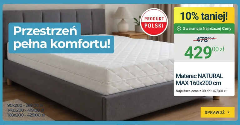 Materac Natural Max 160x200 cm promocja w ERLI