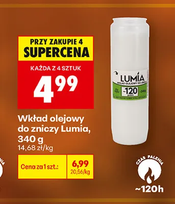 Wkład olejowy do zniczy Lumia promocja w Biedronka