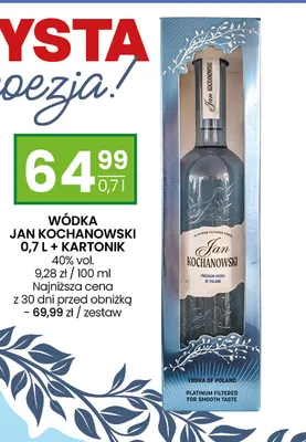 Wódka Jan Kochanowski + kartonik promocja w Twój Market