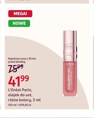 Olejek do ust L'Oréal Paris Hyaluron Tint promocja w Rossmann