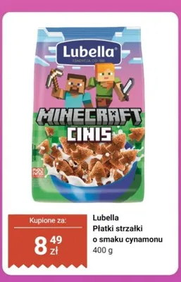 Płatki śniadaniowe strzałki o smaku cynamonu Lubella Minecraft Cinis promocja w Dino