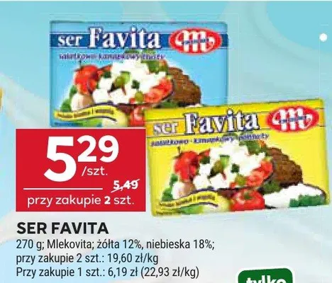 Ser Favita Mlekovita, żółta 12%, niebieska 18% promocja w Stokrotka