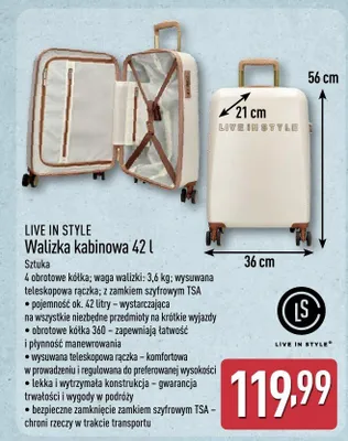 Walizka kabinowa 42 l promocja w Aldi